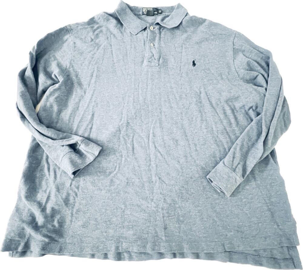 Polo Ralph Lauren Long Sleeve Shirt Adult 3XB Heathered Light Blue Pony Mens